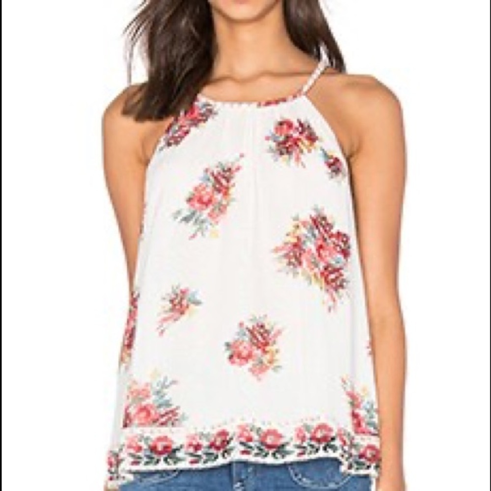 Joie White Floral Halter Neck Tank Top